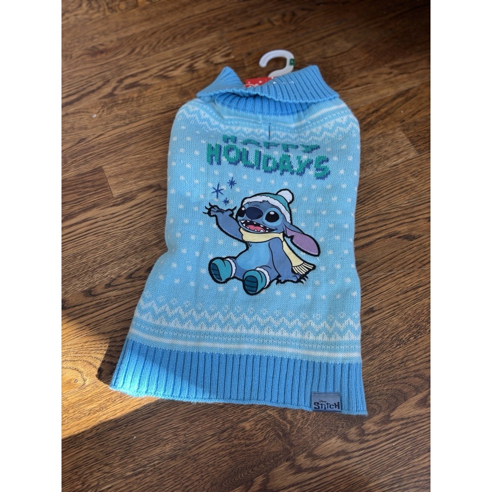Disney Stitch‎ Christmas Blue Dog Sweater Size Large NWT